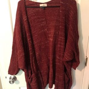 Over-sized maroon cardigan